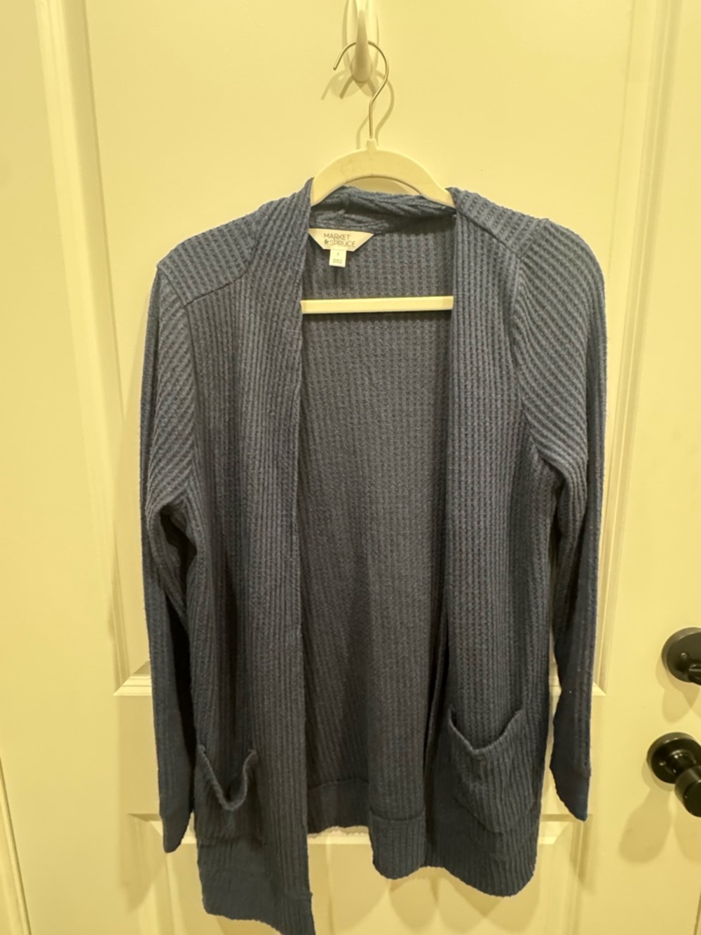 Market & Spruce Navy Ribbed Open Cardigan